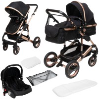 SOLE 3 in 1 Kinderwagen Schwarz / Champagner