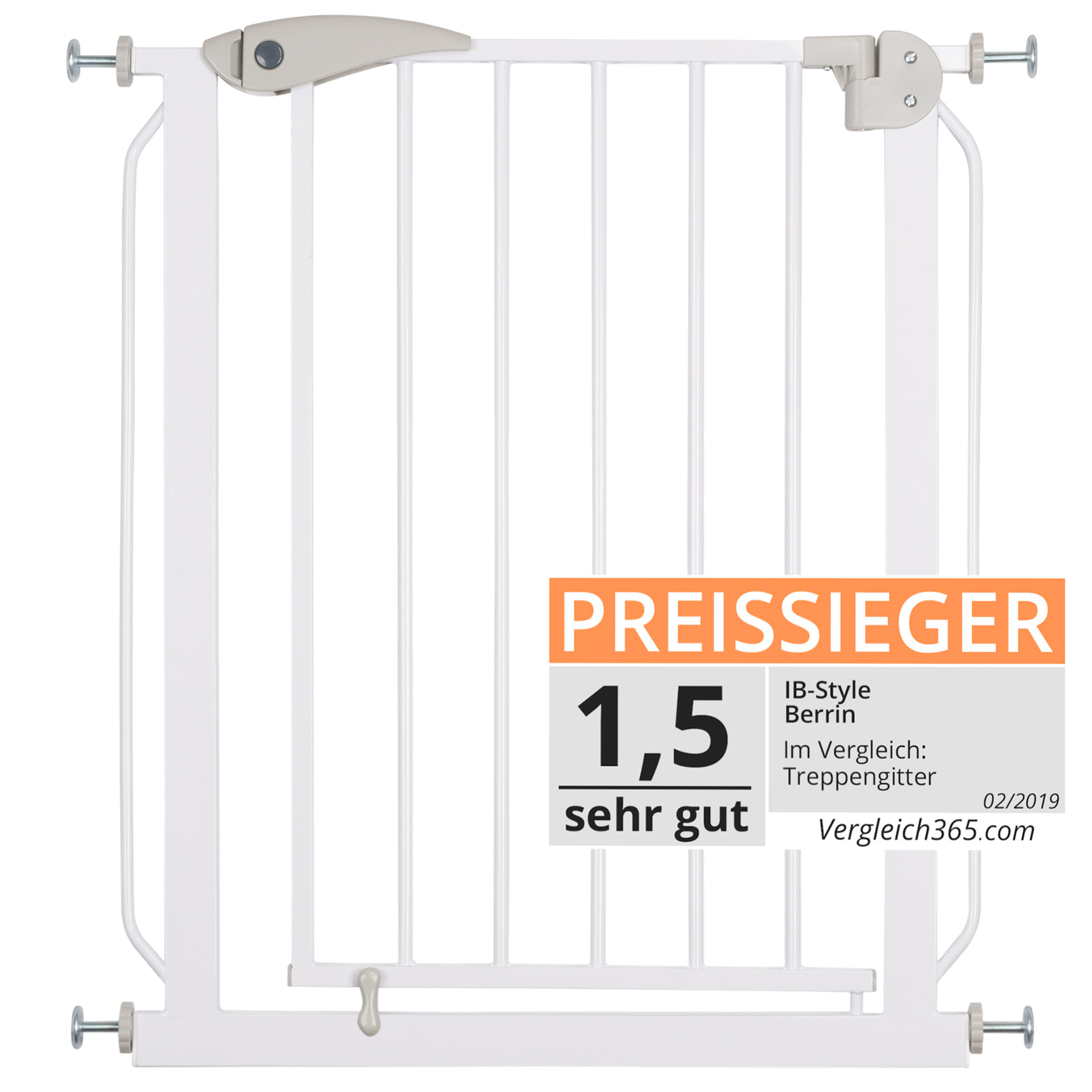 ib style® MIKA Treppengitter Türgitter Schutzgitter Absperrgitter Weiß 75-175cm