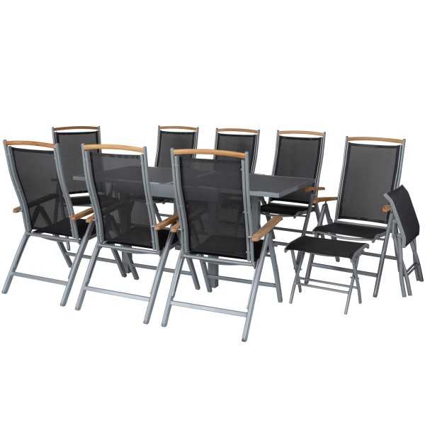 Diplomat Quadro Anti Fingerprint inkl. Ausziehtisch 90-180 cm Silber