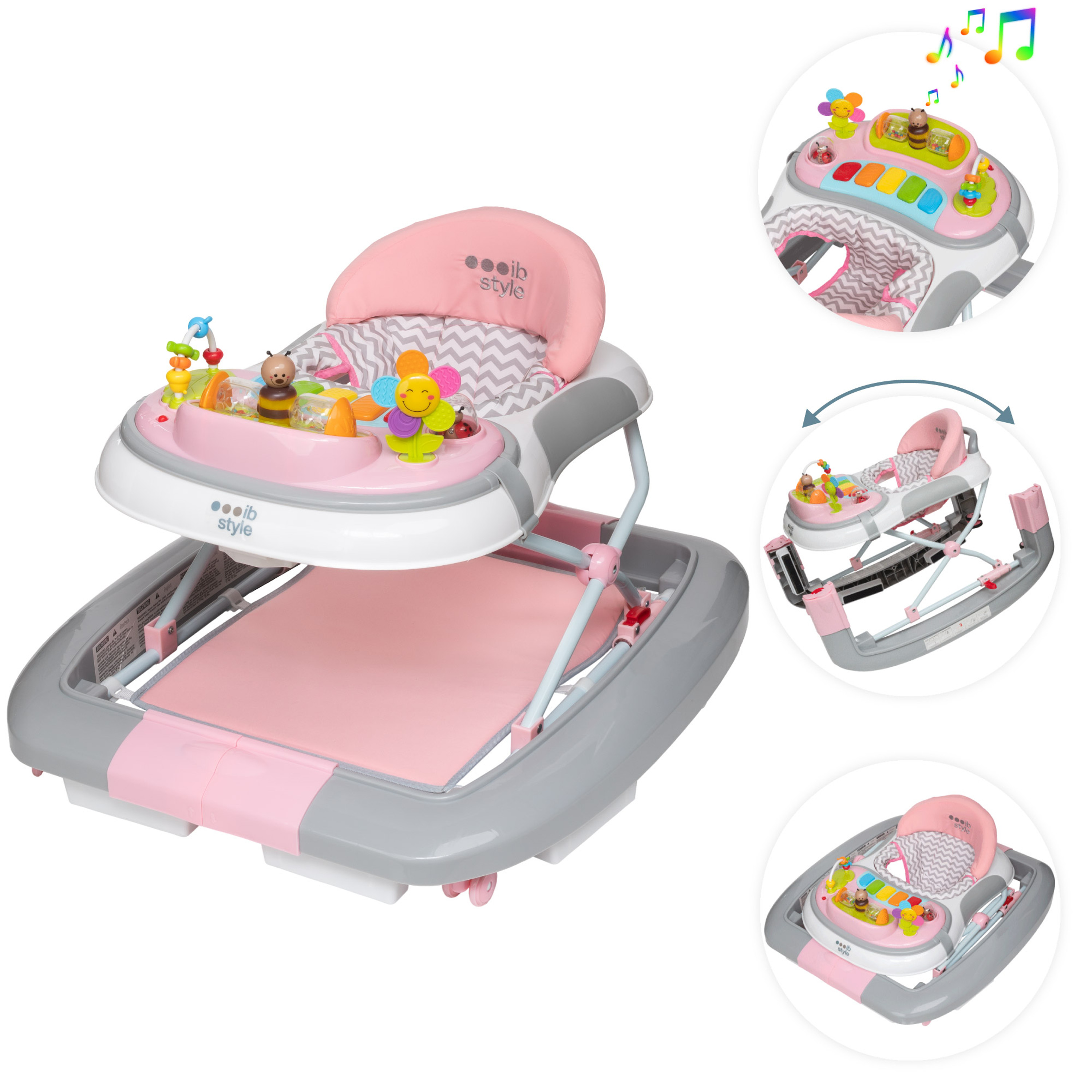 ib style®Little Cabrio Babywalker Gehfrei Lauflernhilfe Laufhilfe Melodie Licht 