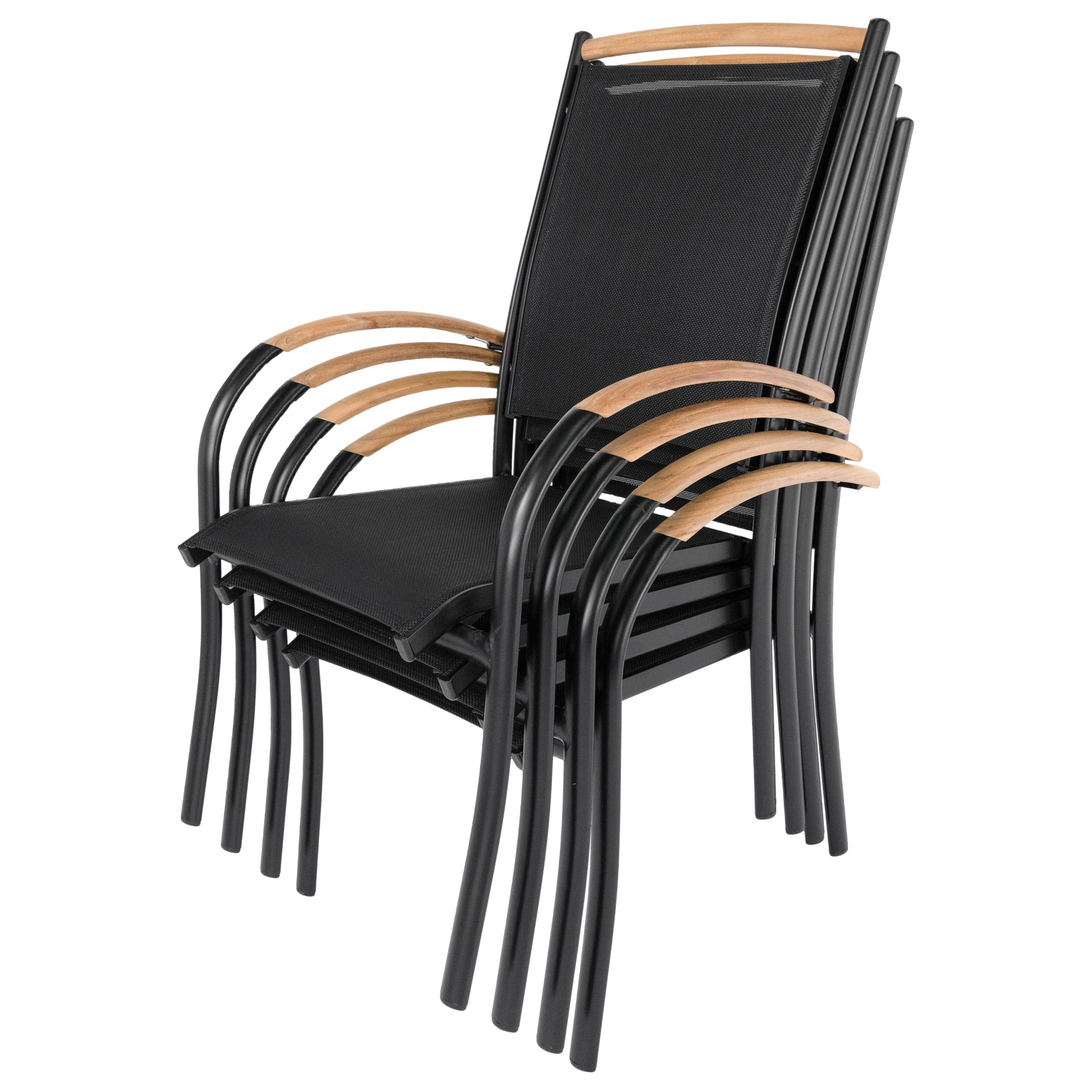 Diplomat Stapelstuhl schwarz / teak Set | IB-Style
