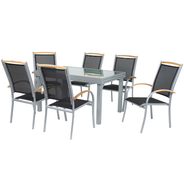 Diplomat XXL inkl. Ausziehtisch 135-270 cm Silber