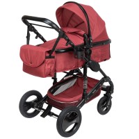SOLE 3 in 1 Kinderwagen Rot / Gestell: Schwarz