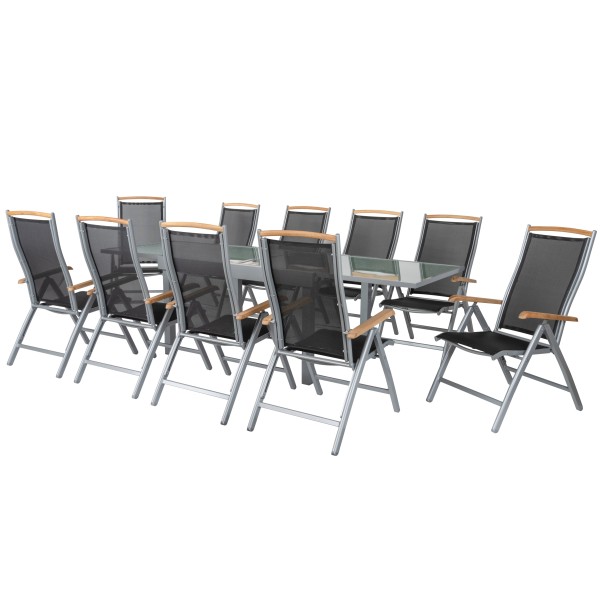 Diplomat XXL inkl. Ausziehtisch 135-270 cm Silber